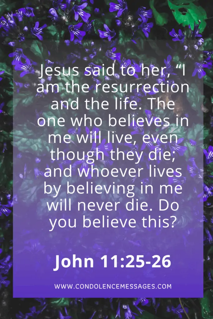 Bible Verse About Dearth - John 11:25-26Jesus said to her, “I am the resurrection and the life. The one who believes in me will live, even though they die; and whoever lives by believing in me will never die.Do you believe this?