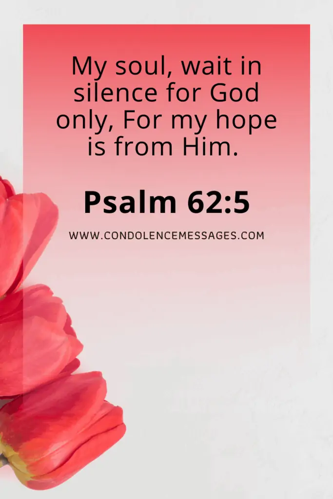 Bible Verse About Death - Psalm 62:5My soul, wait in silence for God only, For my hope is from Him.
