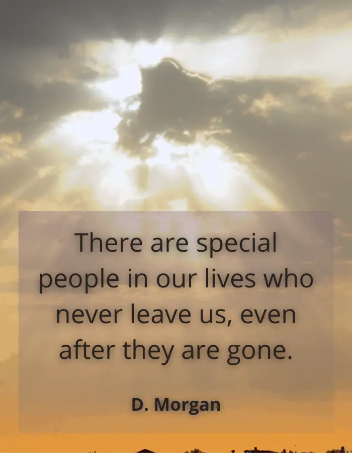 Loss of father quote - There are special people in our lives who never leave us — even after they are gone. D. Morgan