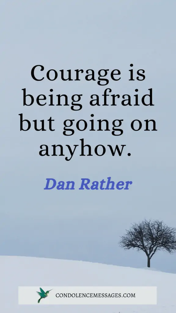Courage is being afraid but going on anyhow.- Dan Rather