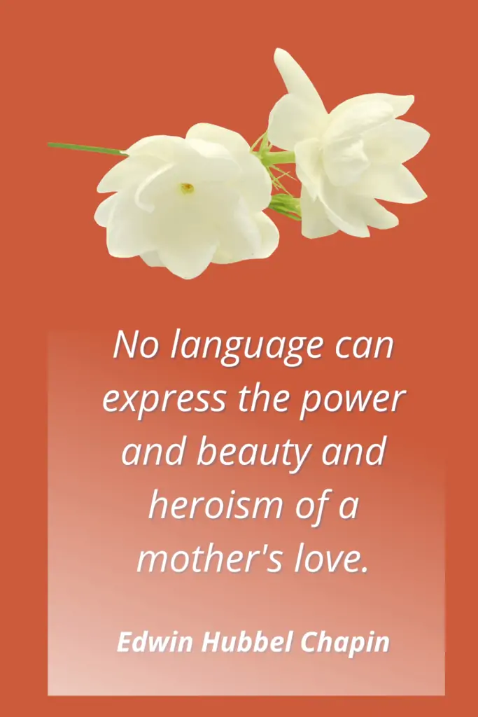 Mother Quotes for Sympathy Note - No language can express the power and beauty and heroism of a mother's love. - Edwin Hubbel Chapin