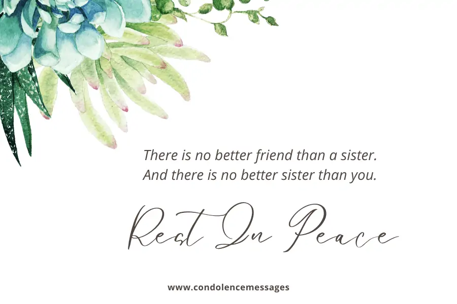 Sister Rest In Peace Message - There is no better friend than a sister. And there is no better sister than you.