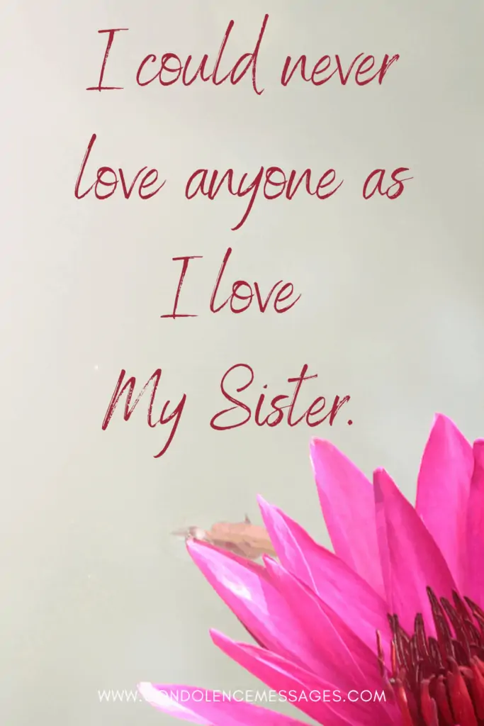 Quotes for Loss of sister - I could never love anyone as I love my sister. - Unknown