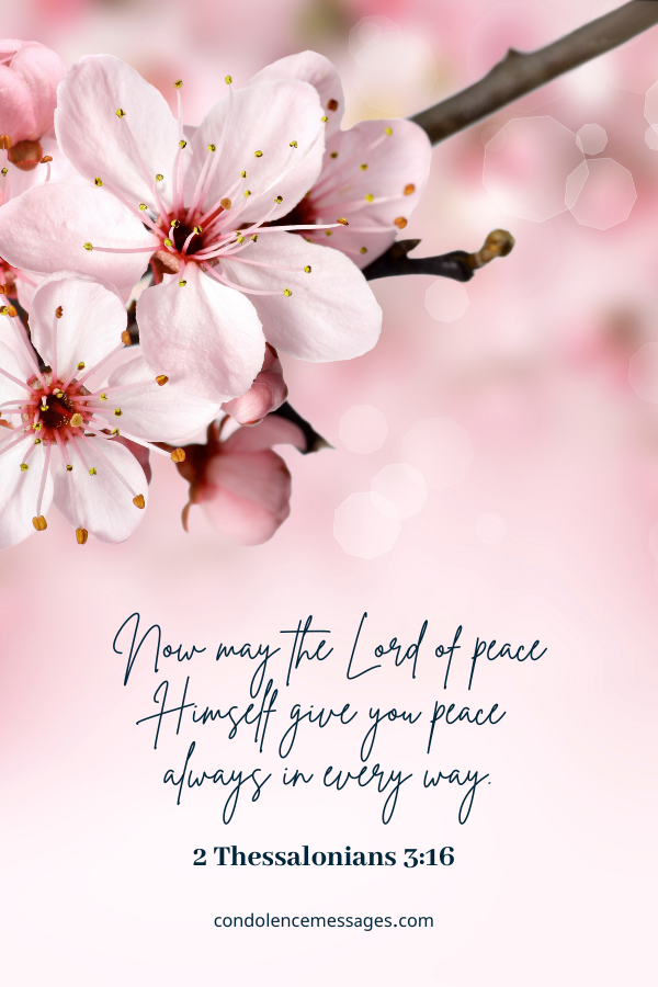 Now may the Lord of peace Himself give you peace always in every way. 2 Thessalonians 3:16