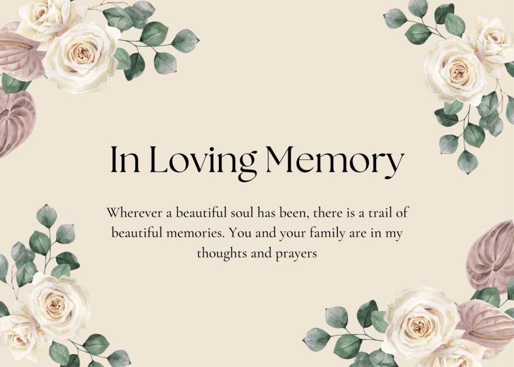 in loving memory picture of a card