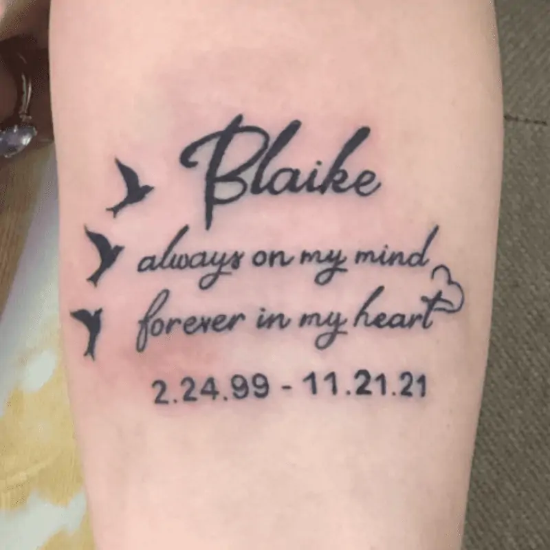 In Loving Memory Quotes - For Tattoo - "Always on My Mind, Forever in My Heart"