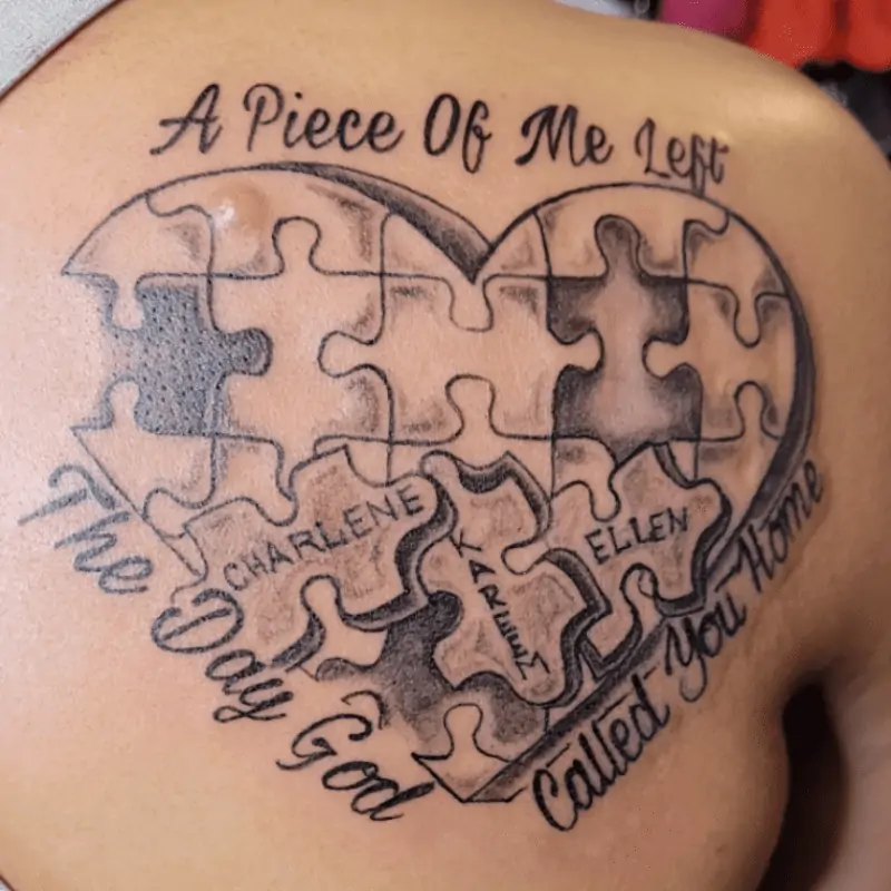 In Loving Memory Quotes - For Tattoo "A Piece Of Me Left - The Day Called You Home"