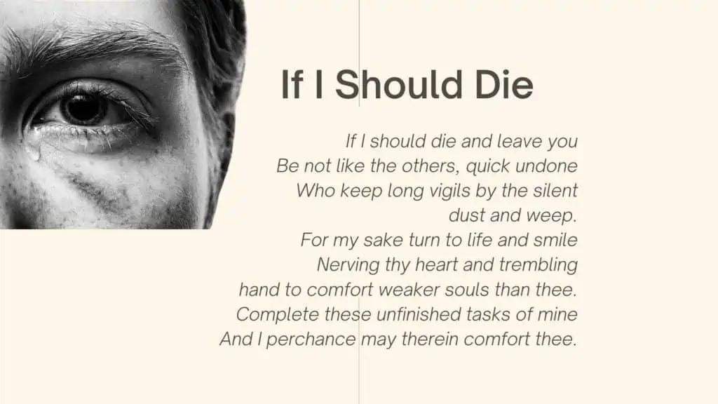 If I Should Die - Short Funeral Poem