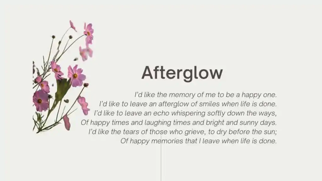 Short Funeral Poem for My Aunt "Afterglow"