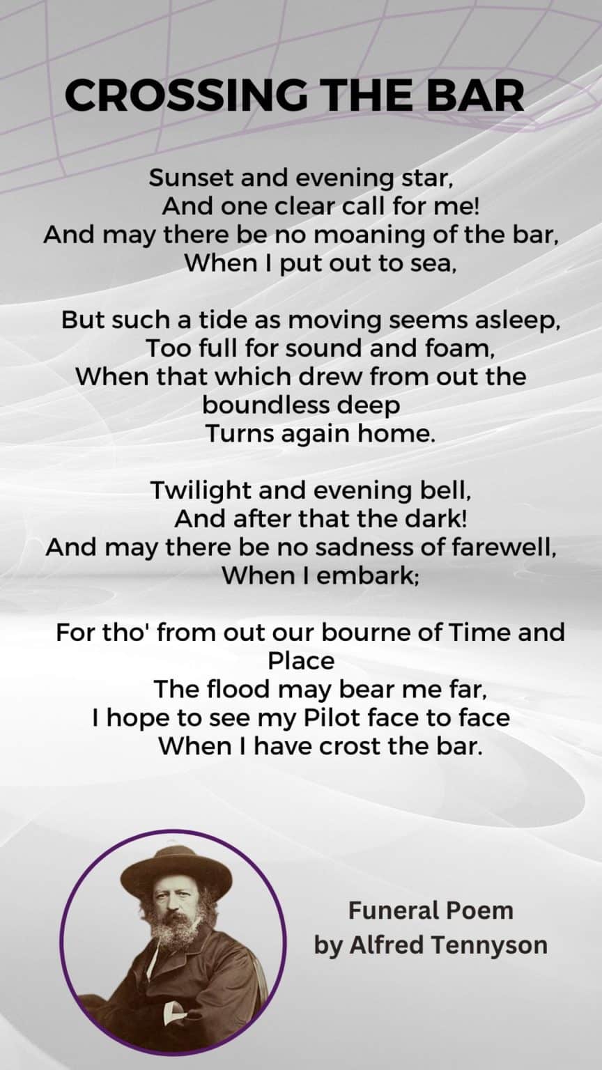 Crossing The Bar by Alfred Tennyson - In Loving Memory